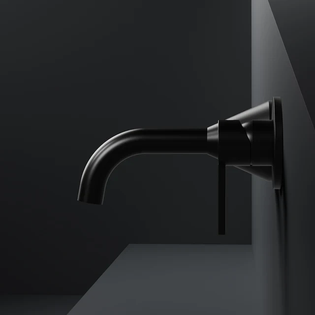 Wall mounted single lever basin mixer